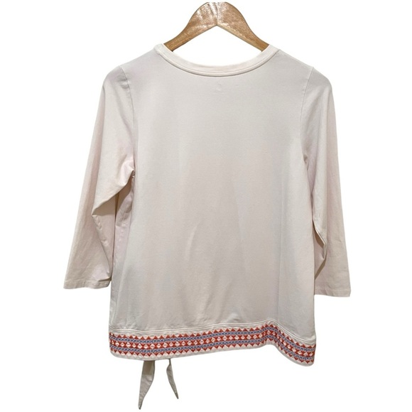 💜 Bundle Sale 3/$10 Spartina 3/4 Sleeve Top Front Tie Detail Embroidered, M - Picture 5 of 8